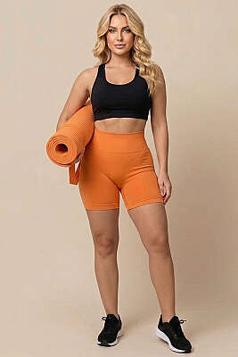 Bel Dikişli Sporcu Şort Turuncu - Spor Şort
