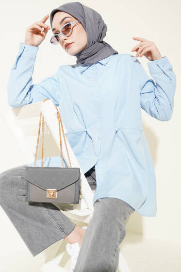 Bel Düğmeli Basic Gömlek Bebe Mavi - Gömlek