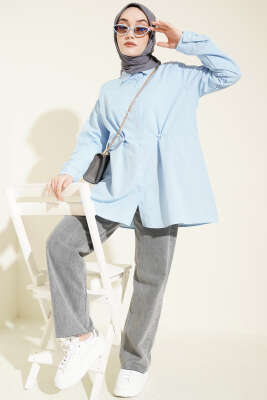 Bel Düğmeli Basic Gömlek Bebe Mavi - Gömlek