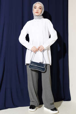 Bel Düğmeli Basic Gömlek Beyaz - Gömlek