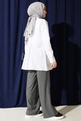 Bel Düğmeli Basic Gömlek Beyaz - Gömlek