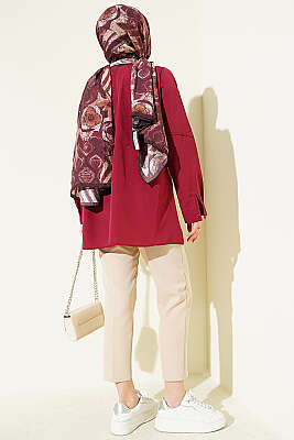 Bel Düğmeli Basic Gömlek Bordo - Gömlek