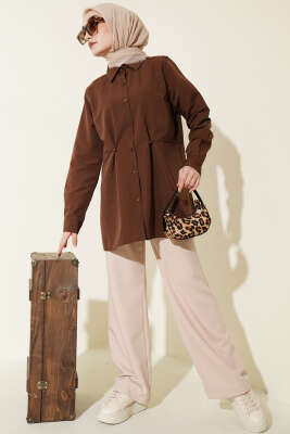 Bel Düğmeli Basic Gömlek Kahve - Gömlek