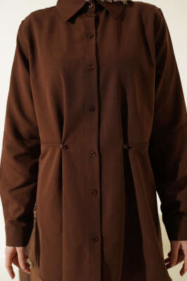 Bel Düğmeli Basic Gömlek Kahve - Gömlek