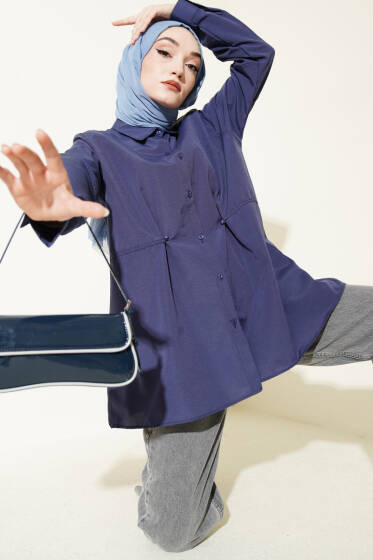 Bel Düğmeli Basic Gömlek Lacivert - Gömlek