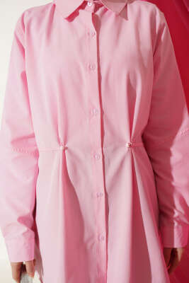 Bel Düğmeli Basic Gömlek Pembe - 500-700 TL Ürünler