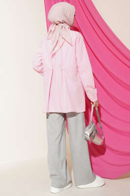 Bel Düğmeli Basic Gömlek Pembe - Gömlek