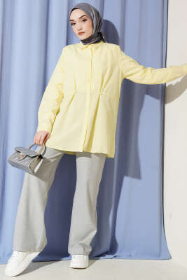 Bel Düğmeli Basic Gömlek Sarı - Gömlek
