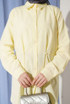 Bel Düğmeli Basic Gömlek Sarı - Gömlek