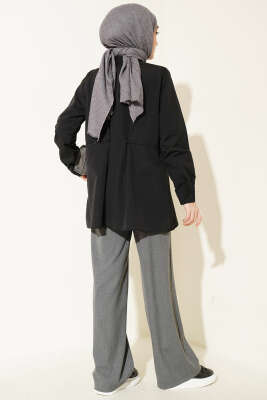 Bel Düğmeli Basic Gömlek Siyah - Gömlek