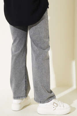 Bel Düğmeli Geniş Paça Kot Pantolon Füme - 500-700 TL Ürünler