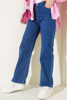 Bel Düğmeli Geniş Paça Kot Pantolon Kot - 500-700 TL Ürünler