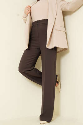 Bel Düğmeli Palazzo Kumaş Pantolon Vizon - MİSS PERRY