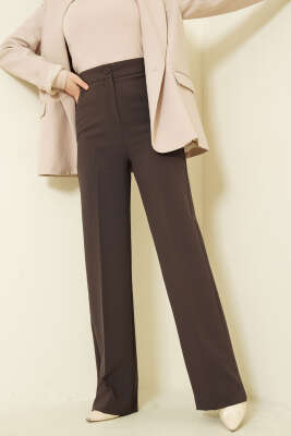 Bel Düğmeli Palazzo Kumaş Pantolon Vizon - Pantolon