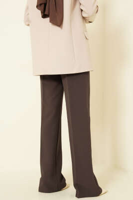 Bel Düğmeli Palazzo Kumaş Pantolon Vizon - Pantolon