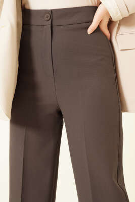 Bel Düğmeli Palazzo Kumaş Pantolon Vizon - Pantolon