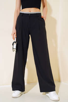 Bel Garnili Palazzo Pantolon Siyah - Kadın Giyim Modelleri