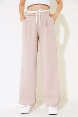 Bel Garnili Pantolon Bej - Kadın Giyim Modelleri