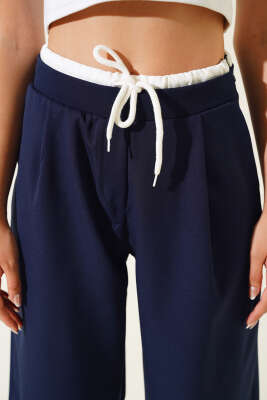 Bel Garnili Pantolon Lacivert - Kadın Giyim Modelleri