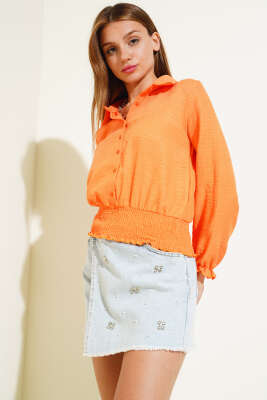 Bel Gipeli Gömlek Oranj - Kadın Giyim Modelleri