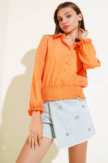 Bel Gipeli Gömlek Oranj - Yeni Giyim