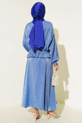 Bel Gipeli Parlak Etekli İkili Takım İndigo - İkili Takım