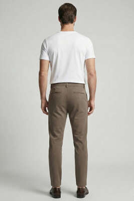 Bel İp Bağcıklı Dar Paça Erkek Pantolon Vizon - Erkek Pantolon