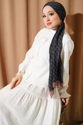 Bel İp Bağlamalı Etekli İkili Takım Ekru - İkili Takım