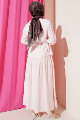 Bel İp Bağlamalı Etekli İkili Takım Pembe - İkili Takım