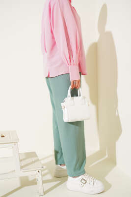 Bel İp Detaylı Bürümcük Pantolon Çağla Yeşili - Yılın Fırsatı