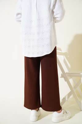 Bel İp Detaylı Bürümcük Pantolon Kahve - Yılın Fırsatı