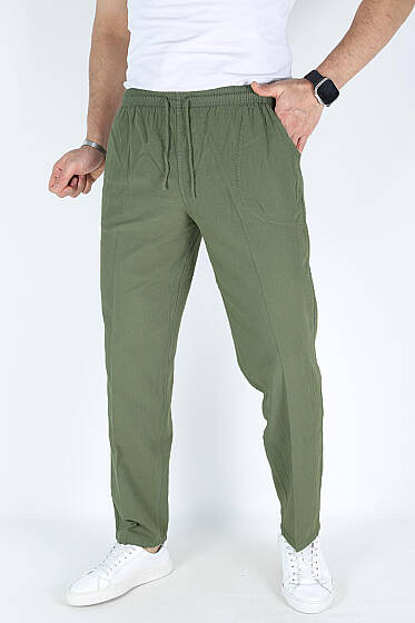 Bel İpli Erkek Jogger Pantolon Haki - Erkek Pantolon