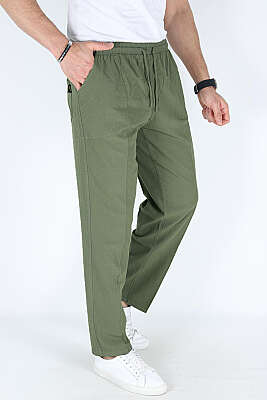 Bel İpli Erkek Jogger Pantolon Haki - Erkek Pantolon