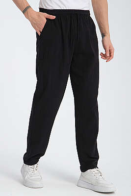 Bel İpli Erkek Jogger Pantolon Siyah 