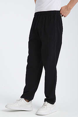 Bel İpli Erkek Jogger Pantolon Siyah - Erkek Pantolon