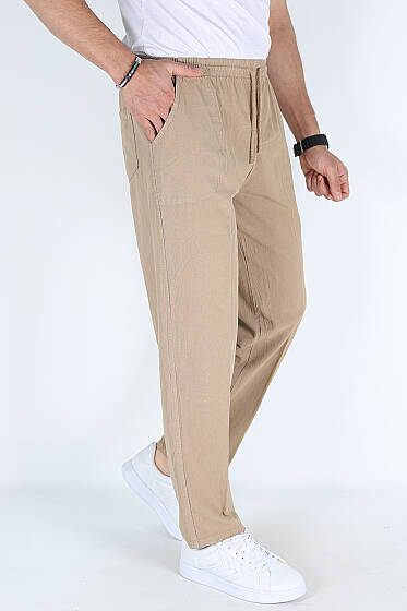 Bel İpli Erkek Jogger Pantolon Taş - Erkek Pantolon