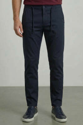 Bel İpli Esnek Likralı Erkek Pantolon Lacivert - GİESTO