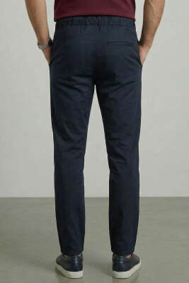 Bel İpli Esnek Likralı Erkek Pantolon Lacivert - Erkek Pantolon