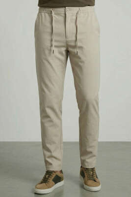 Bel İpli Esnek Likralı Erkek Pantolon Taş - GİESTO