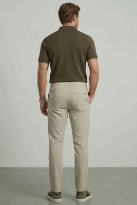 Bel İpli Esnek Likralı Erkek Pantolon Taş - Erkek Pantolon