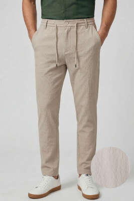 Bel İpli Jogger Erkek Pantolon Bej - DEEP BROWN