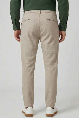Bel İpli Jogger Erkek Pantolon Bej - Erkek Pantolon