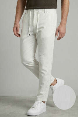 Bel İpli Jogger Erkek Pantolon Beyaz - DEEP BROWN