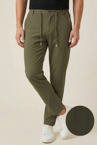 Bel İpli Jogger Erkek Pantolon Haki - Erkek Pantolon