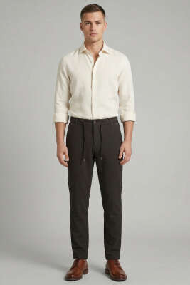 Bel İpli Jogger Erkek Pantolon Kahve - Erkek Pantolon