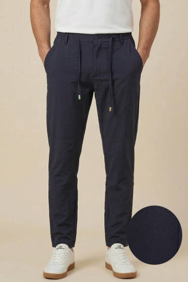 Bel İpli Jogger Erkek Pantolon Lacivert - Erkek Pantolon