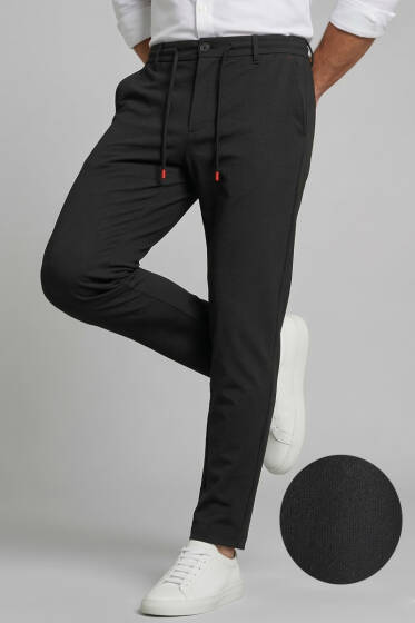 Bel İpli Jogger Erkek Pantolon Siyah - Erkek Pantolon