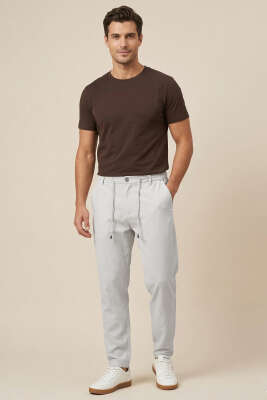 Bel İpli Jogger Erkek Pantolon Taş - Erkek Pantolon