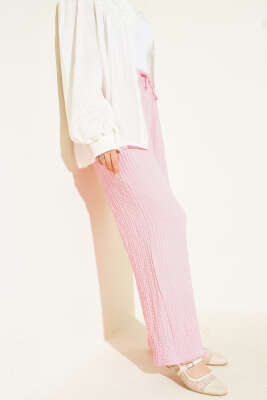Bel İpli Kabartmalı Pantolon Pembe - 100-300 TL Ürünler