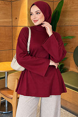 Bel İpli Loyşa Tunik Bordo - Tunik